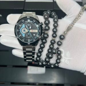 عرض لفترة محدودة على ساعة Curren الأصلية⌚️ ومسباح حجر الهيماتيت الطبيعي 📿