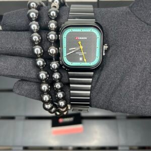 عرض للتميز ساعة Curren الأصلية ⌚️+ مسباح حجر الهيماتيت الطبيعي 📿