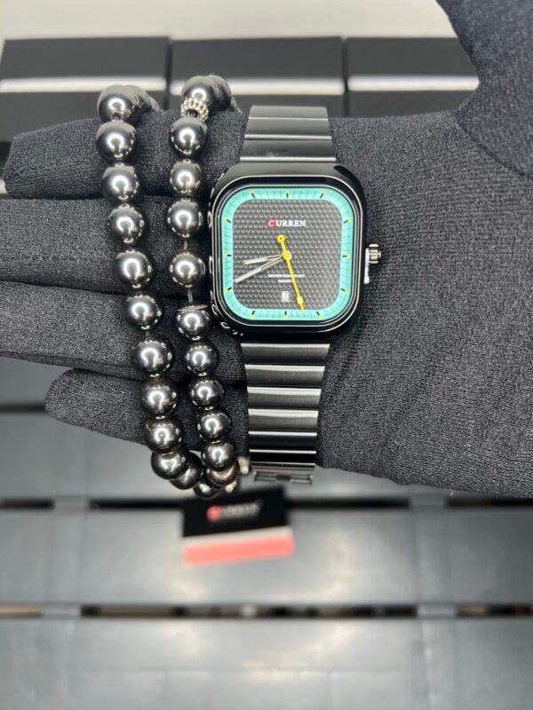 عرض للتميز ساعة Curren الأصلية ⌚️+ مسباح حجر الهيماتيت الطبيعي 📿